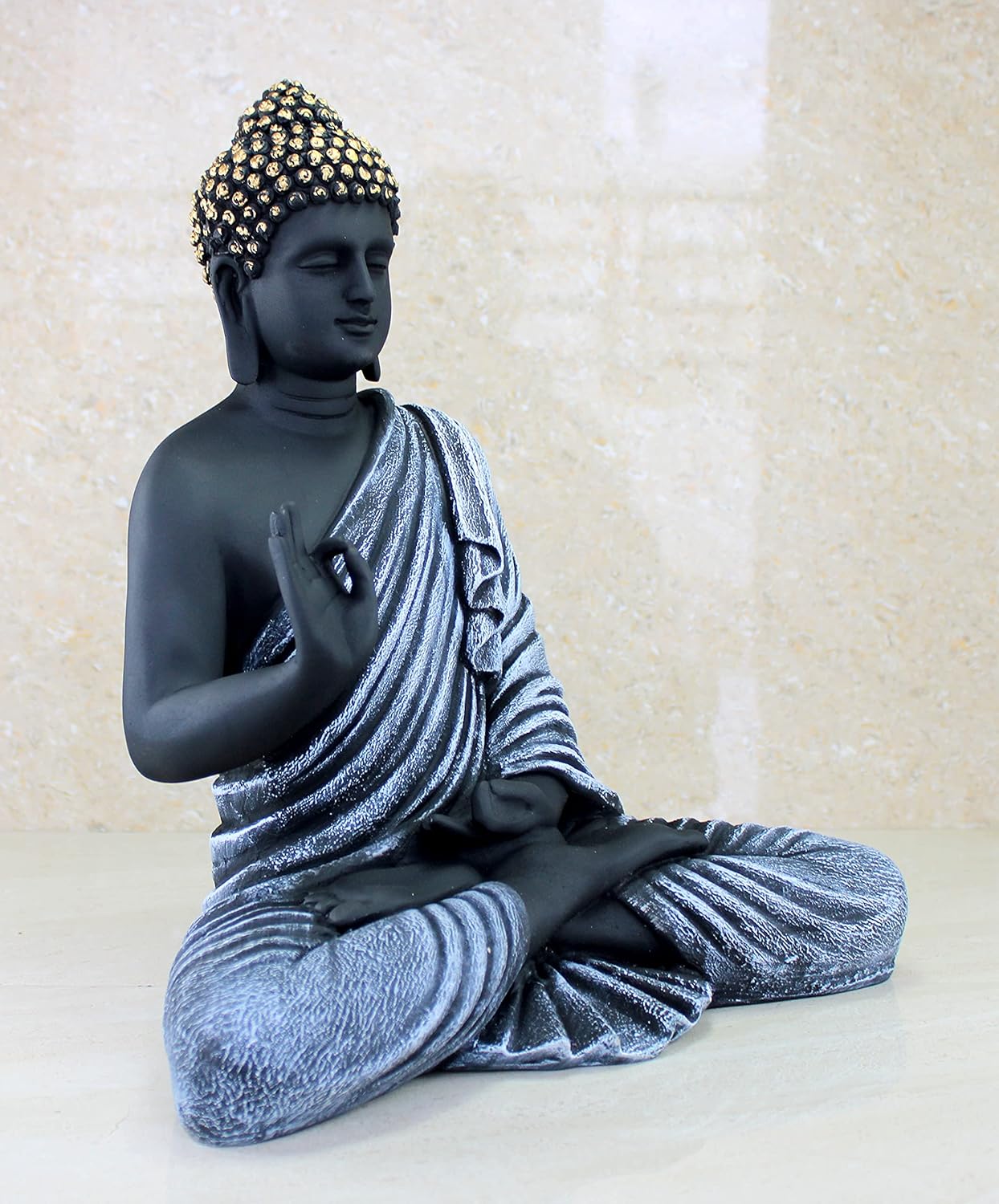 eSplanade Resin Meditating Buddha Showpiece | Home Decor | Idol Statue Figurine Murti | Tibetan Buddhist Statue - 14" Inches Height - Big Size