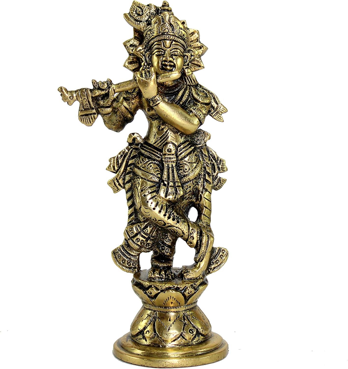 eSplanade Brass Krishna Kishan Makhan Chor Thakurji Murti Idol Statue - 7 inches | Pooja Idols | Home Decor