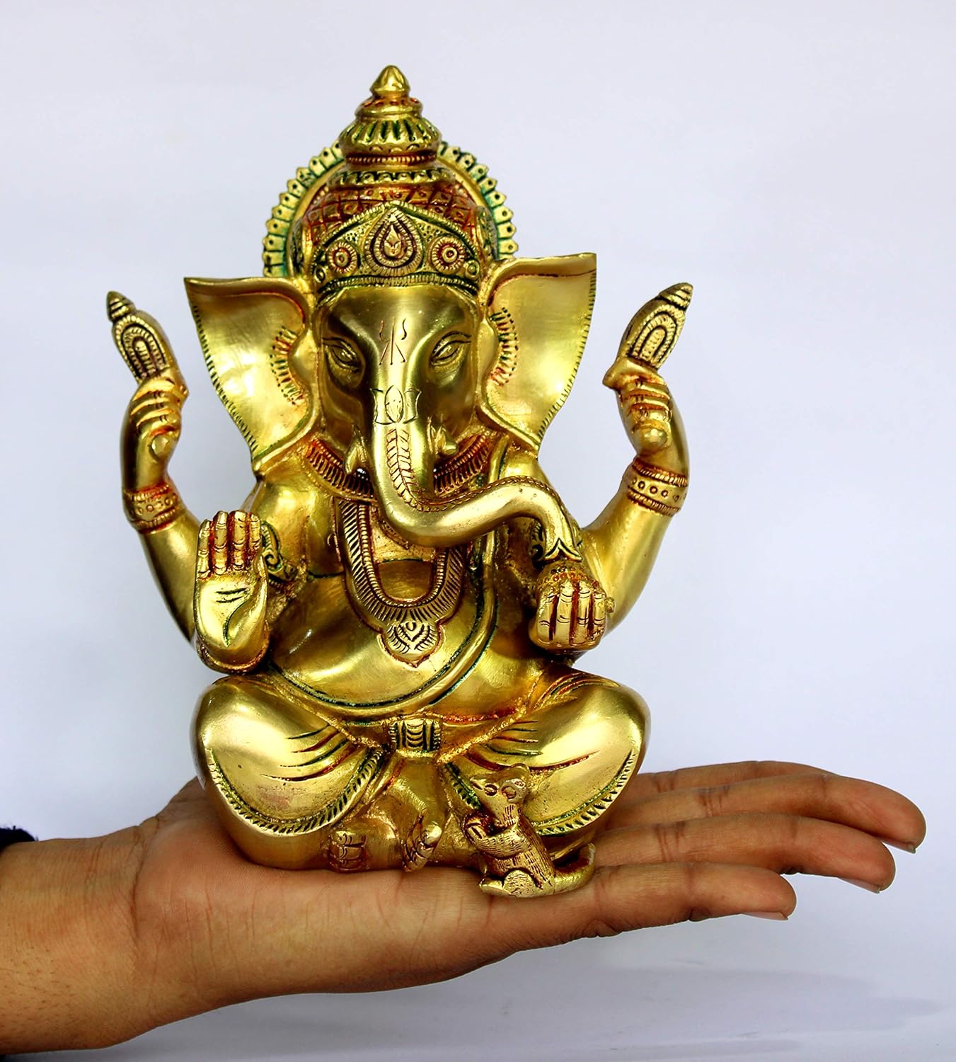 eSplanade 7.5" Ganesha Brass Showpiece | Home Decor | Ganesh Ganesha Ganpati Ganapati Murti Idol (Sitting Ganesha)