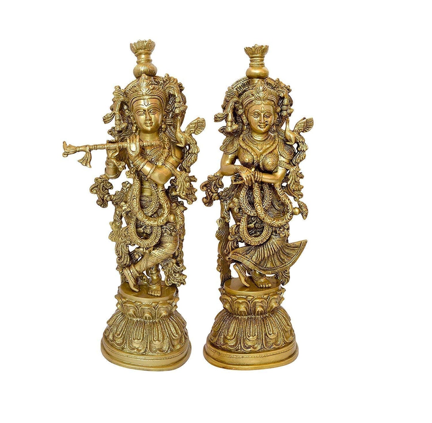 eSplanade - Brass Radha Krishna - Big Size - Brass Radha Idol Statue Sculpture (21") (Krishna Antique)