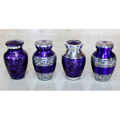 Esplanade- Cremation Mini urn Keepsake Memorial |Set of 4 Small urns for Ashes Funeral Burial Container jar Pot | Blue, Dark Green, Green, Pink - 4.5 Inches