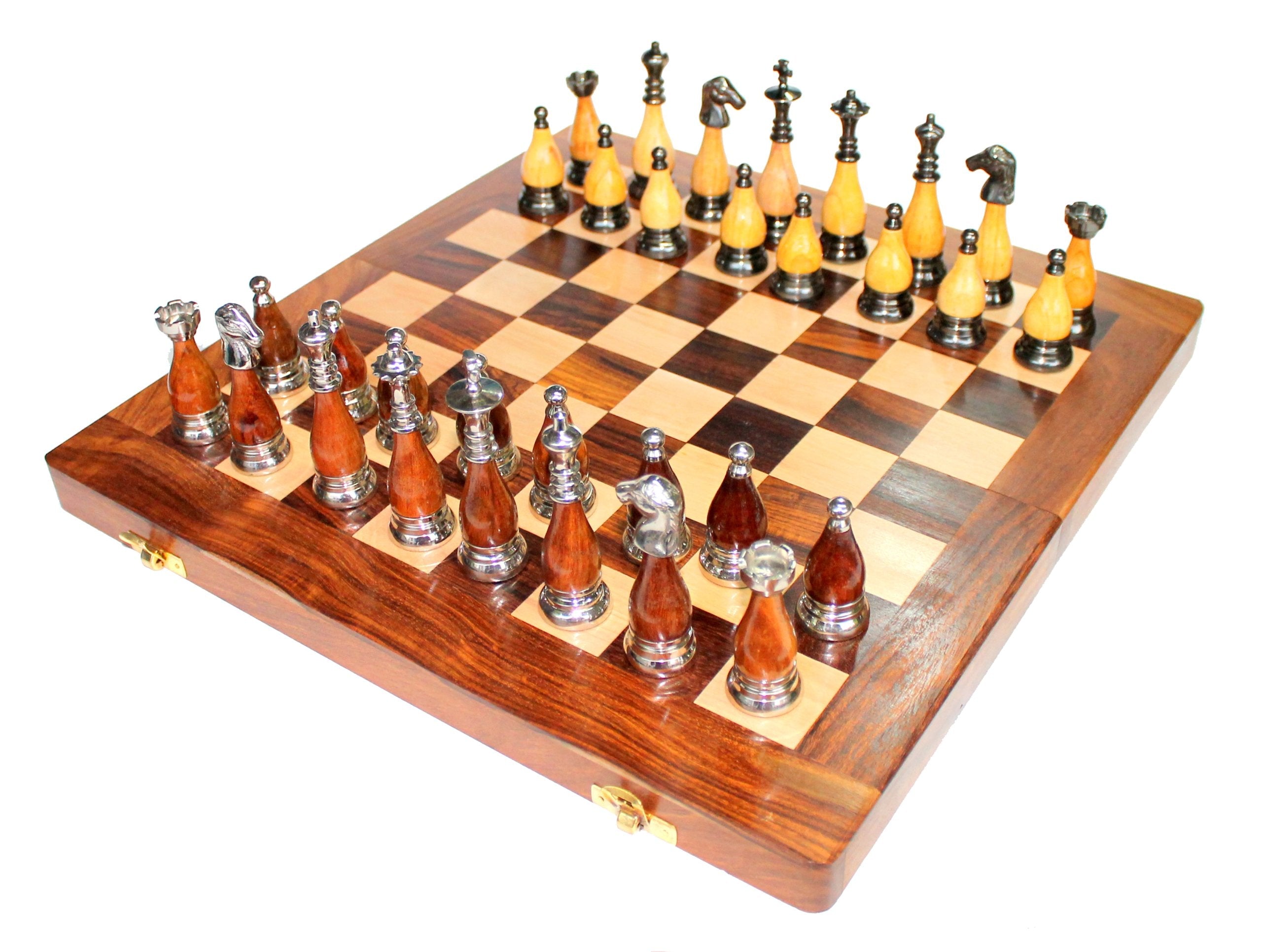 StonKraft Wooden Chess Board Without Pieces for Professional Chess Players - Appropriate Wooden & Brass Chess Pieces Chessmen Available Separately by Brand (14", 16",21"- Acacia Wood)