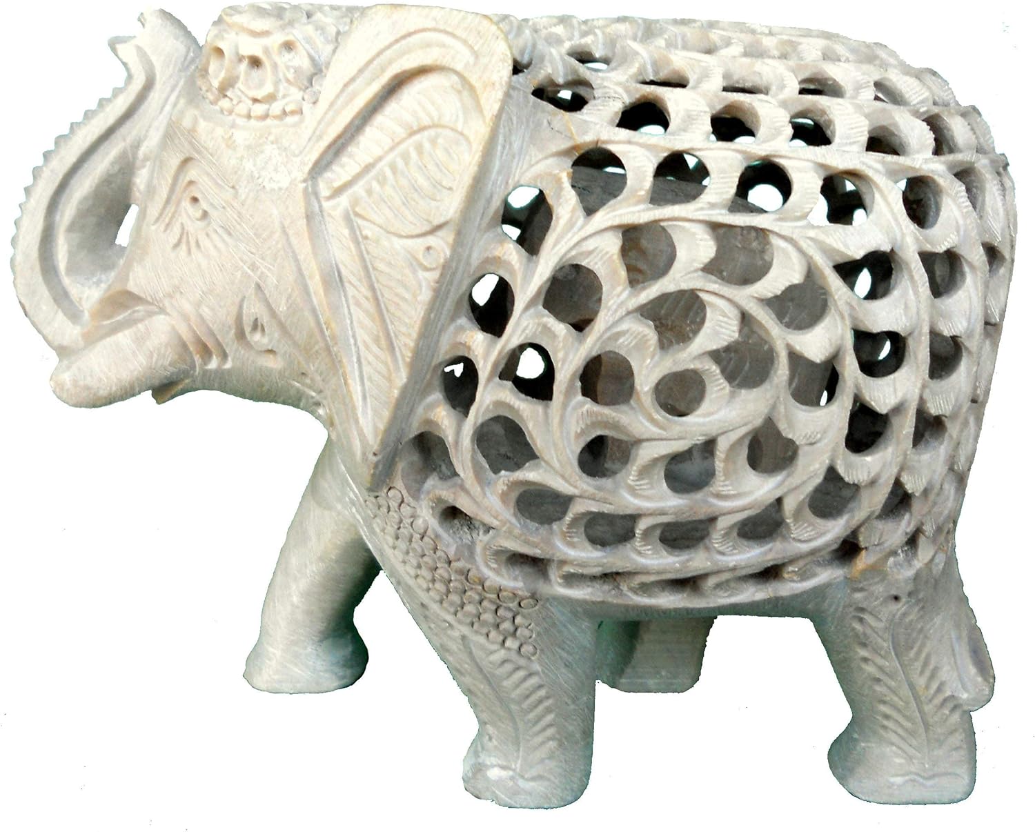 StonKraft Indian Handmade Marble Soapstone Elephant - Baby Inside Mother's Tummy- 5" & 6" Inches