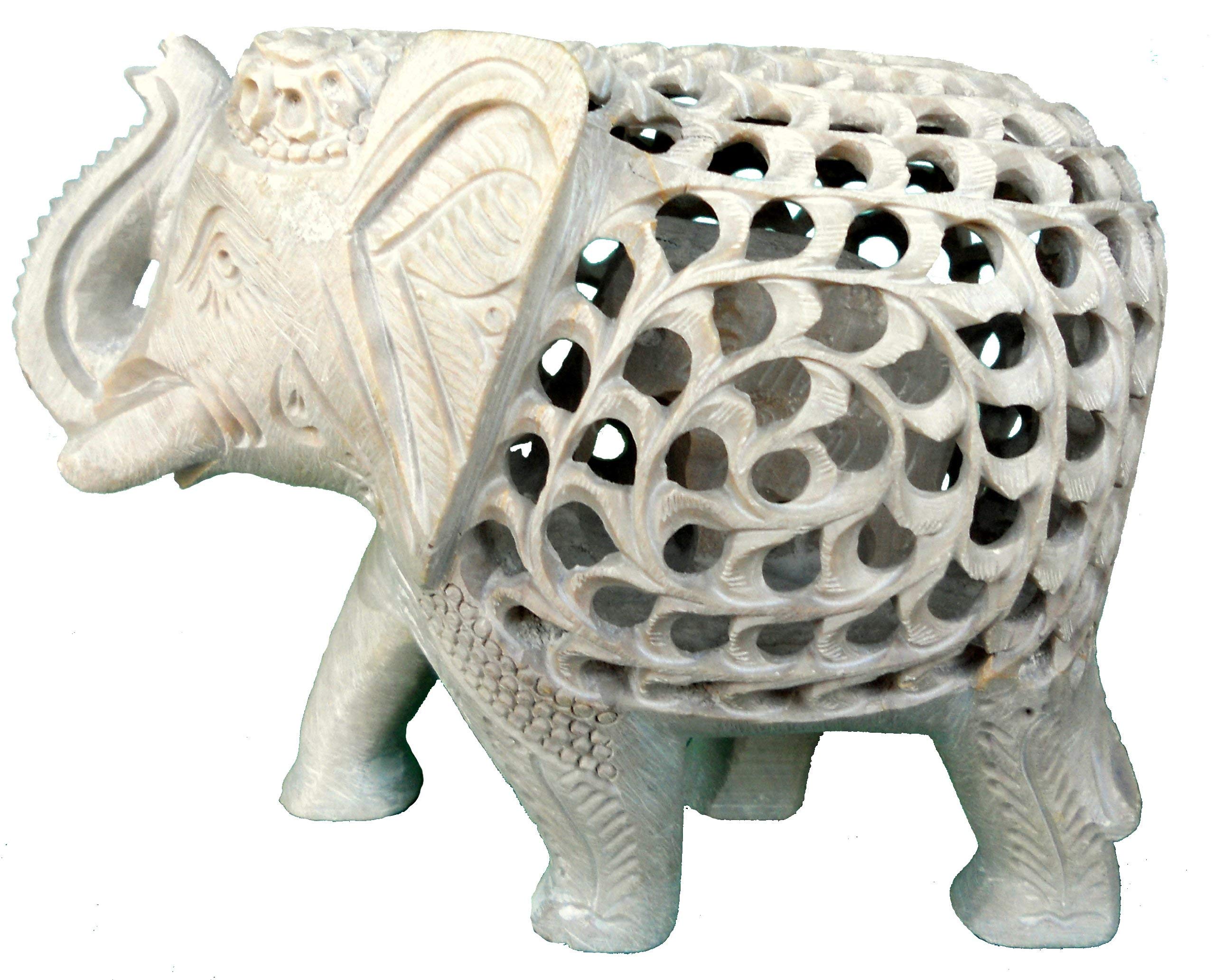 StonKraft Marble Soapstone Carved Elephant - Baby Inside Mother's Tummyarble Soapstone Carved Elephant - Baby Inside Mother's Tummy (5" inches)