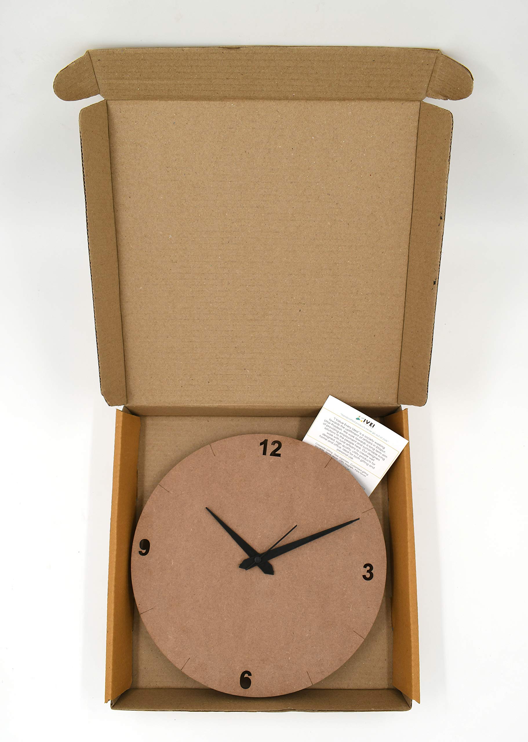 IVEI DIY Clock MDF Clock Numbers Cut - Wooden Craft - MDF Round Clock Cutout - Plain MDF Blank Wall Clock for Painting Wood Sheet Craft, Decoupage, Resin Artwork & Decoration (Round & Square)