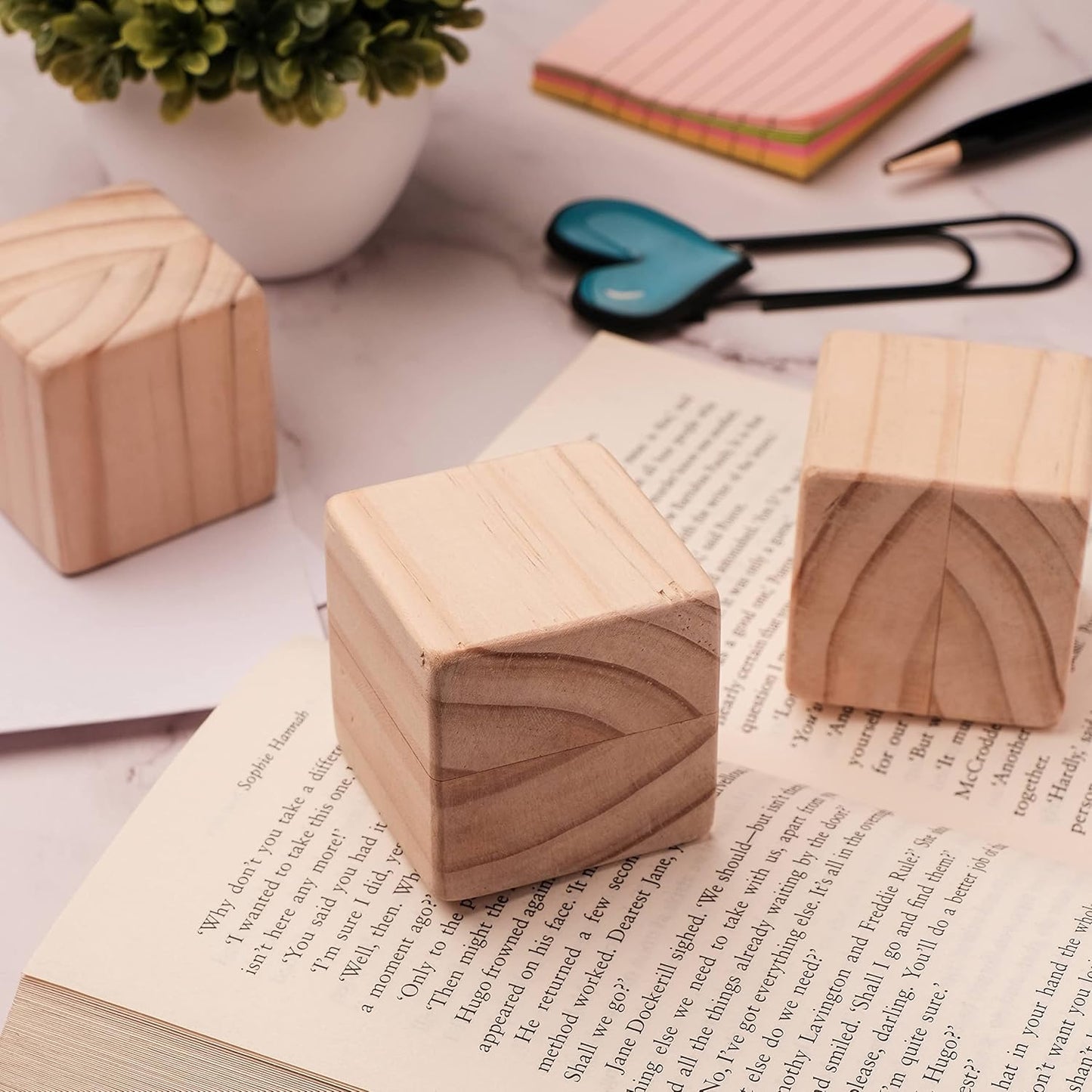 IVEI DIY Pine Wood Cube Paper Weights - Set of 3 | DIY Stationery | Wooden Blanks for Paint and Craft Activity | 2in X2in Blocks