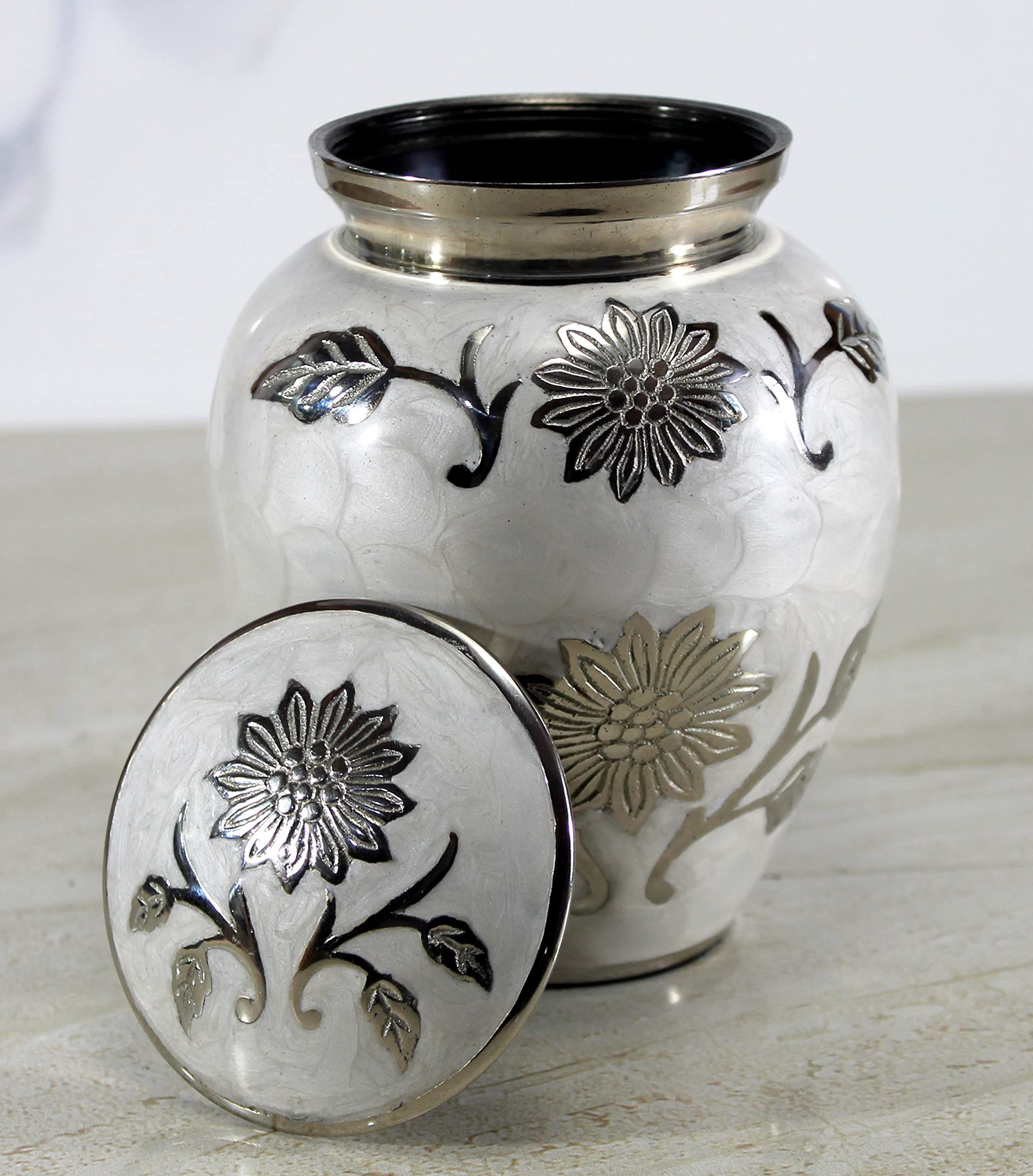 eSplanade Metal Cremation Urn Memorial Jar Pot Container | Medium Size Urn for Funeral Ashes Burial | Engraved Metal Urn