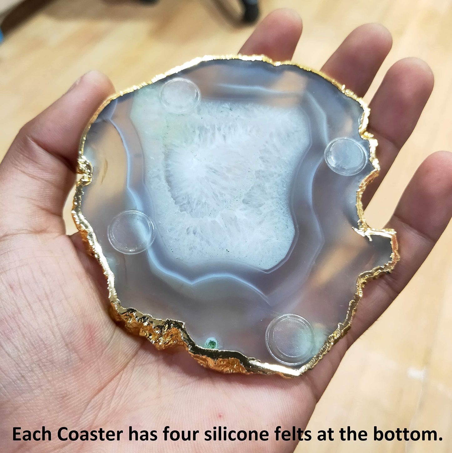 eSplanade Natural Agate Coasters Bar Beer Coffee Tea Coaster - Set of 4 Coasters - Perfect Table Accessories Tableware (Multicolour)