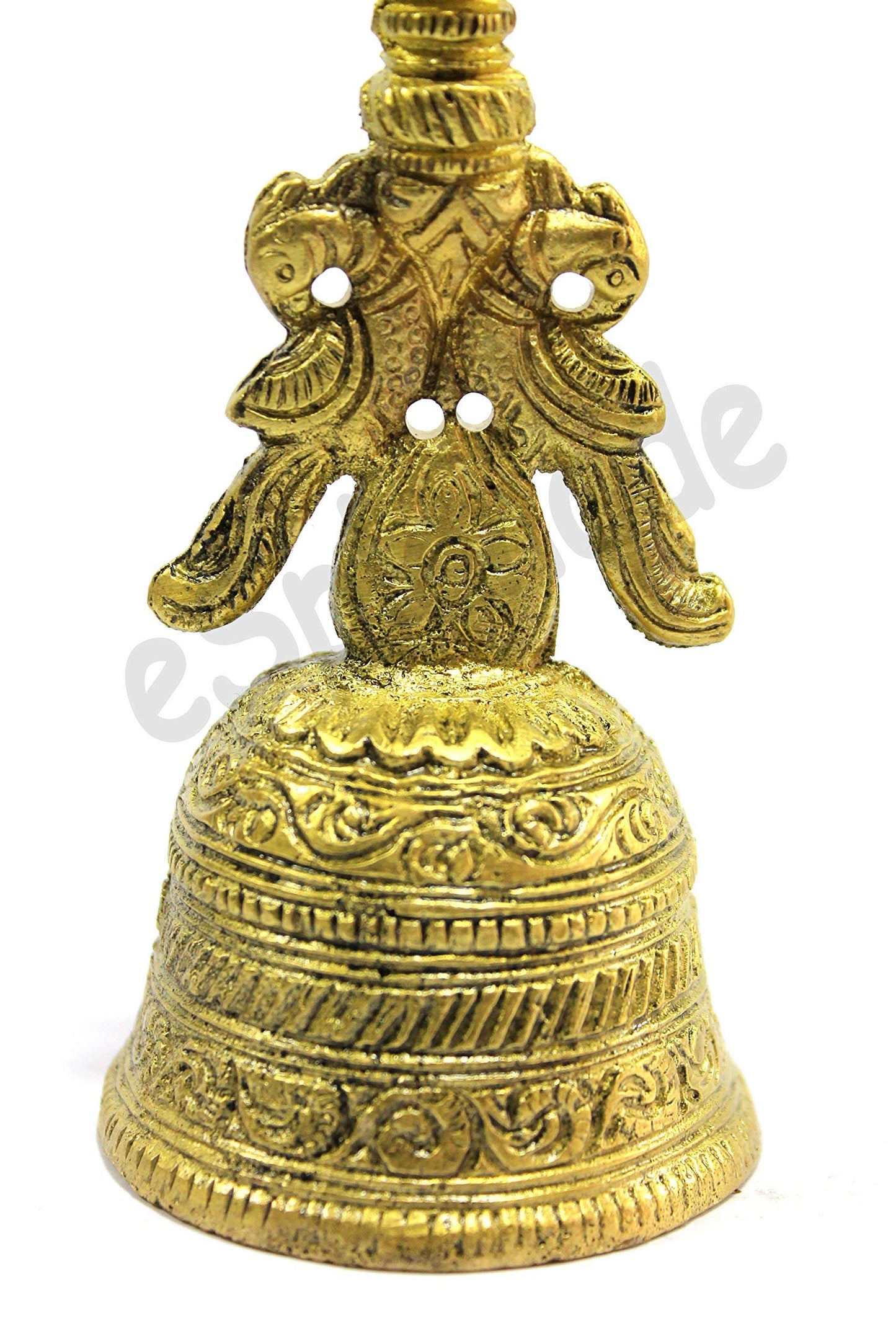 eSplanade - Ganesha 8" Premium Brass Pooja Puja Bell Ghanti, for Poojan Purpose, Spiritual Gift Item, made of 100% solid Brass | Pooja Praying Idol | Home Decor | Brass Decor.