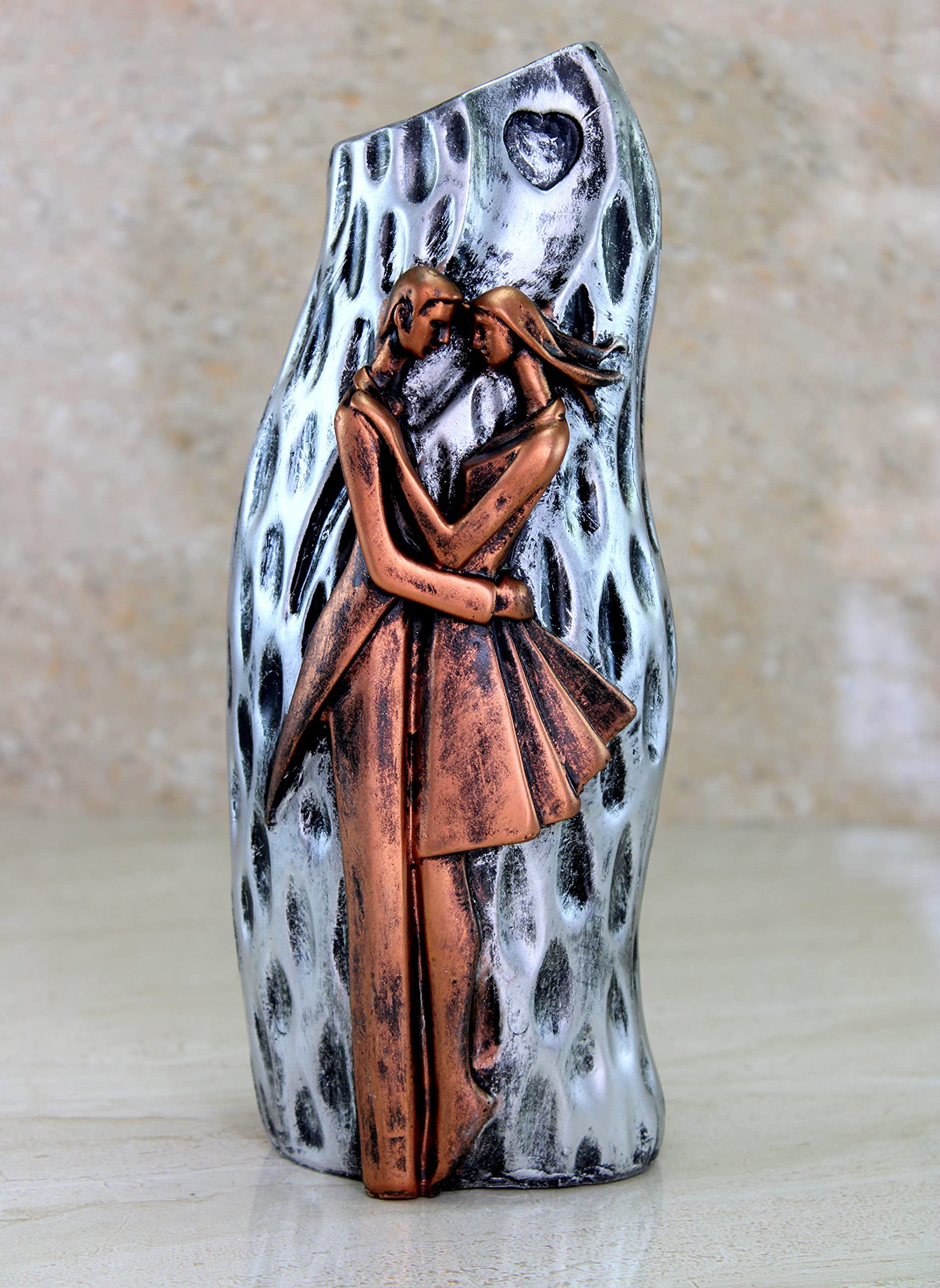 eSplanade Resin Flower Vase Flower Pot Holder Decorative Showpiece - Home Decor - Copper-Grey - 9.5" Inches