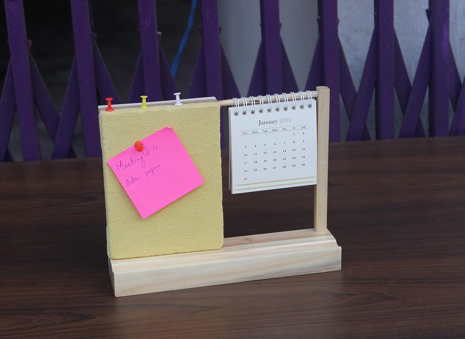 IVEI Warli Desk Calendar with Pin Board - Desk Organizer - Utility Desktop Calendar - Table Top Calendar Set - Desk Calendar Holder with Pin Board for Home, Office Desk Decor, Study Room