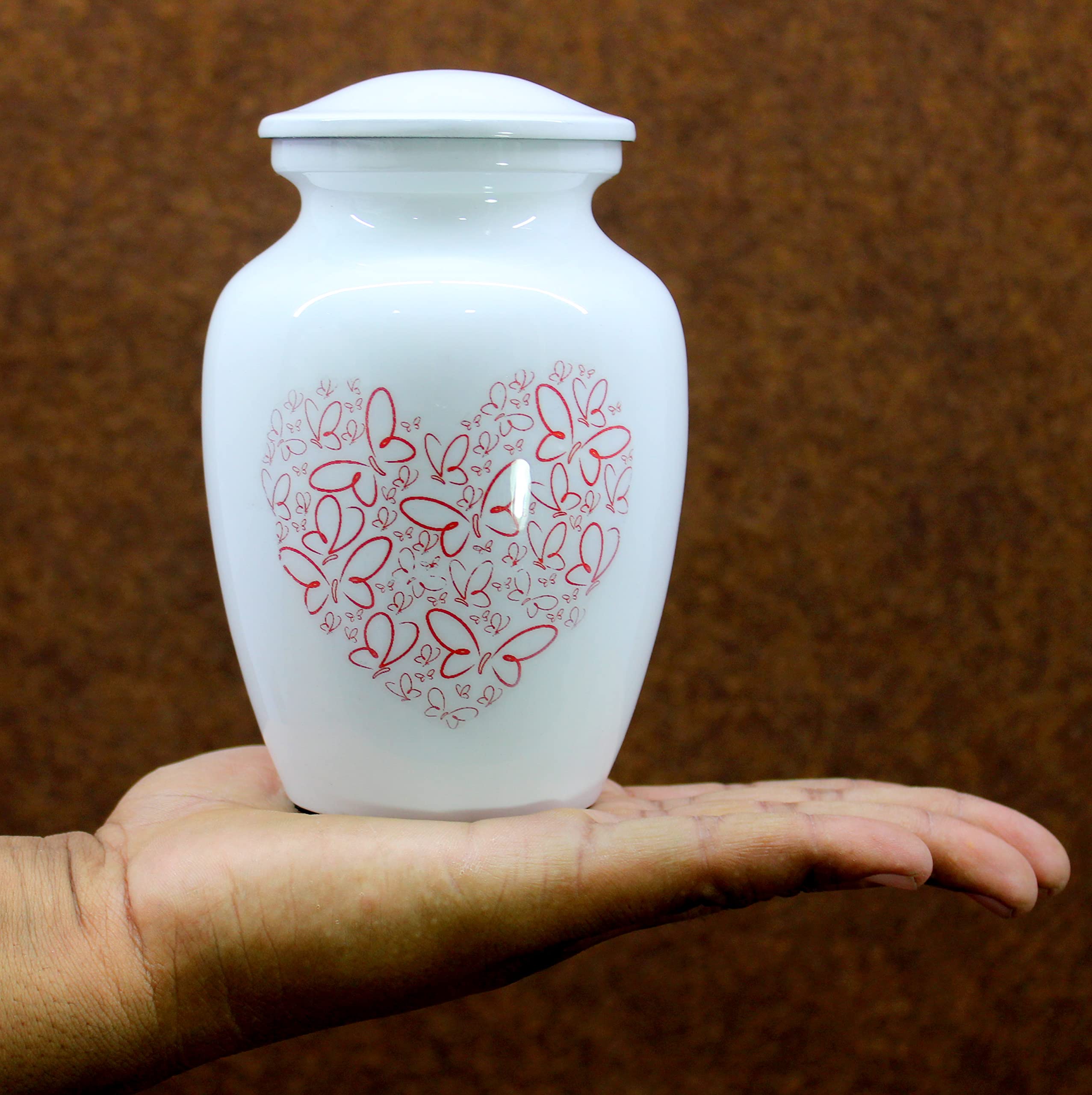 eSplanade Brass Cremation Urn Memorial Jar Pot Container | Medium Size Urn for Funeral Ashes Burial | Engraved Metal Urn | Multicolor- 6" Inches