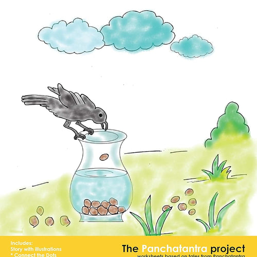IVEI Panchatantra Kids Learning Book - Workbook and 2 DIY Magnets of Panchatantra Story - Colouring Activity Worksheets - Creative Fun Activity and Education For Kids - The Thristy Crow ( Age 4 to 7 Years )