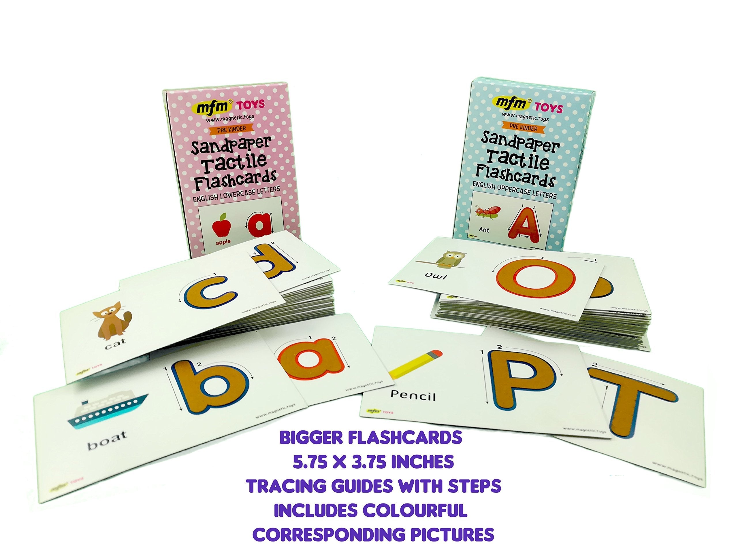 MFM TOYS Sandpaper Tactile English Uppercase/ Lowercase Letters Flashcards