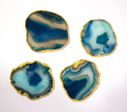 eSplanade Natural Agate Coasters Bar Beer Coffee Tea Coaster - Set of 4 Coasters - Perfect Table Accessories Tableware (Multicolour)