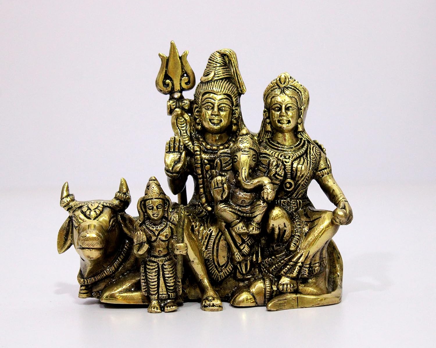 ESPLANADE Brass Shiv Pariwar - Shiva Family - Shiv Parvati Shiva Bholenath Shankar Ganesha Nandi Murti Moorti Idol Statue Sculpture - 5.5" Inches