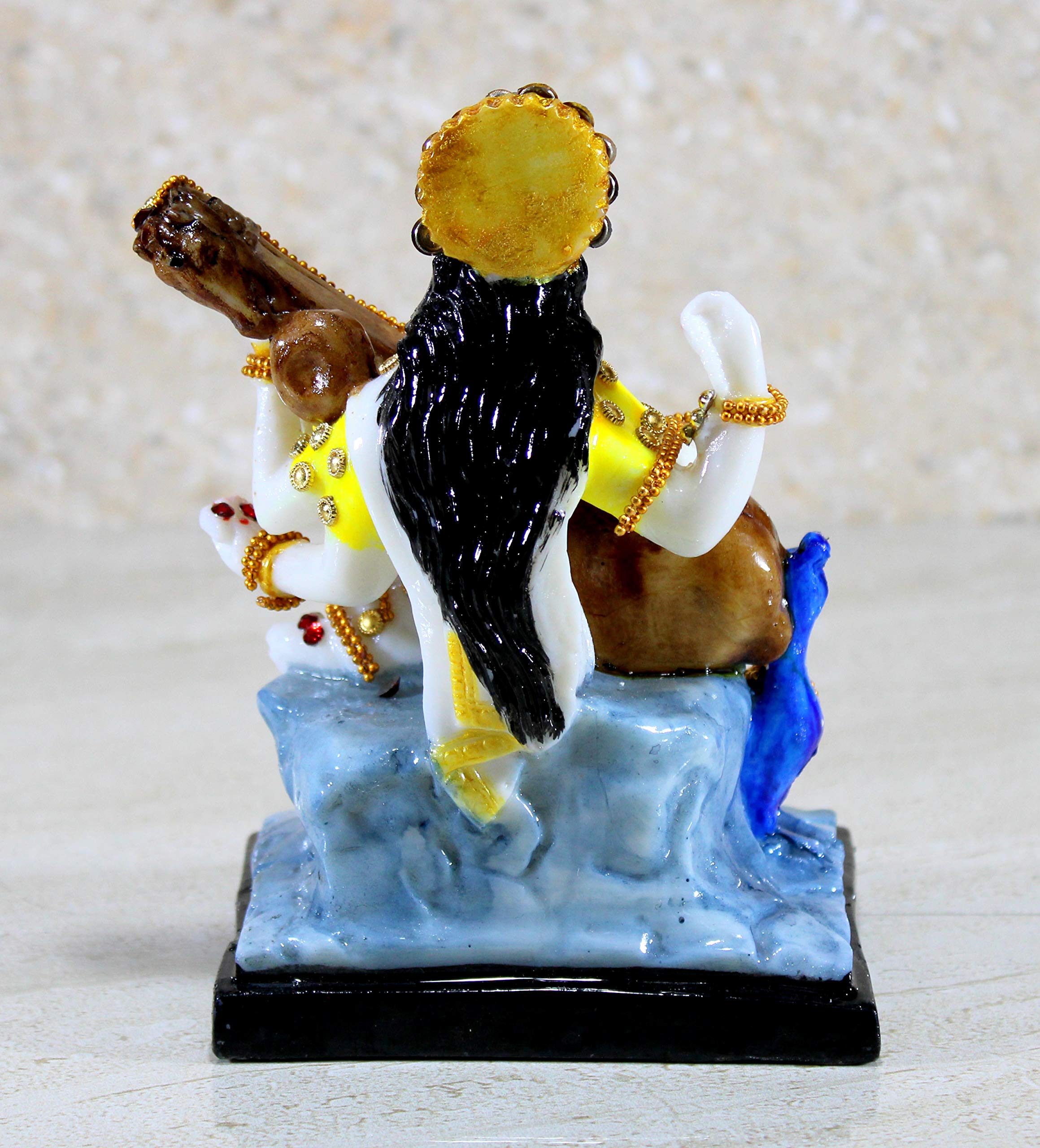 eSplanade Saraswati on Lotus | Saraswati Goddess Murti Idol Statue Sculpture Figurine - Resin - Multi - 10.5" & 7" Inches