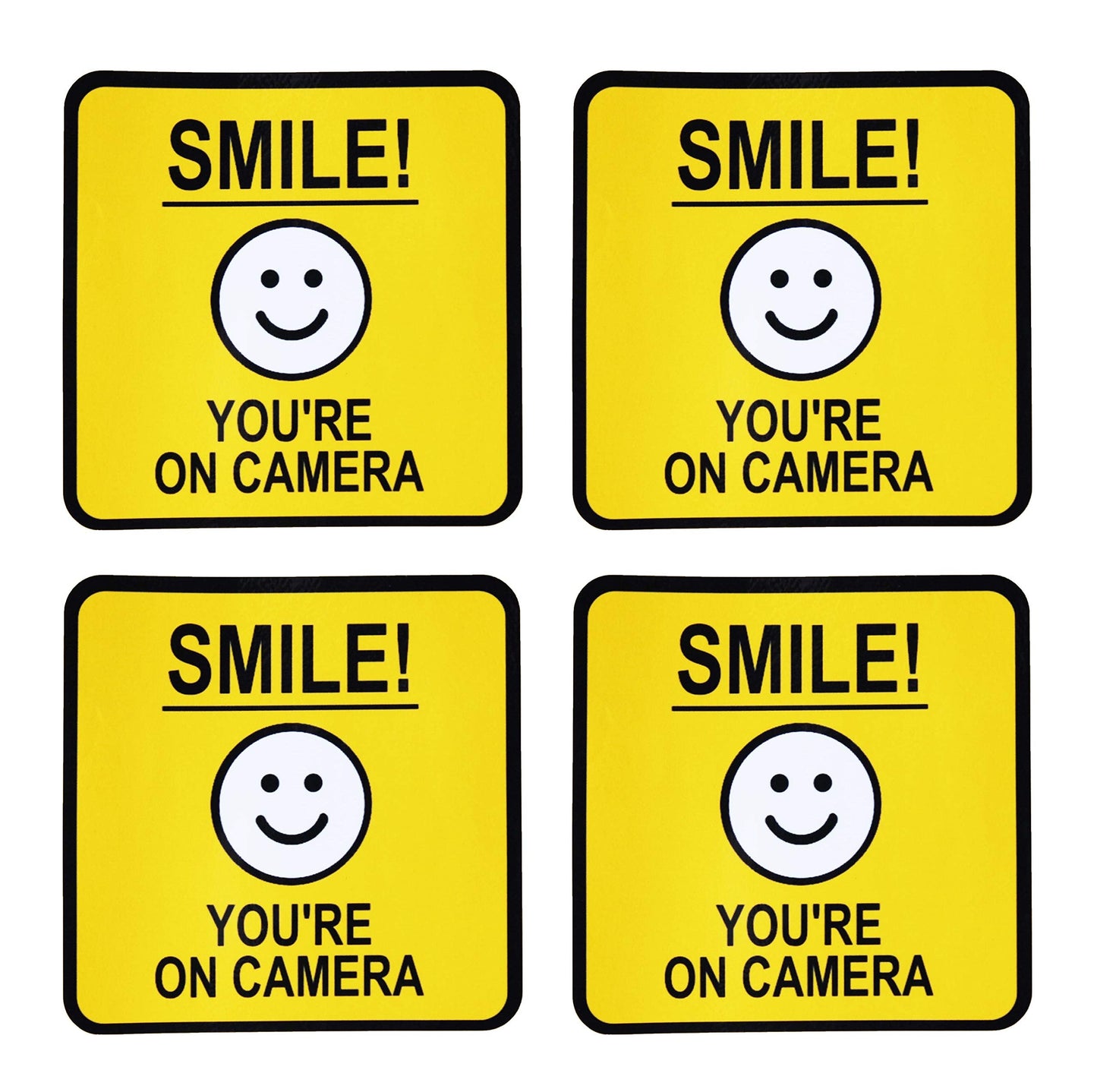 eSplanade Smile You're On Camera Surveillance Sign Sticker Decal - Easy to Mount Weather Resistant Long Lasting Ink (Size 5" x 5")