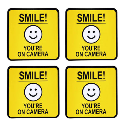 eSplanade Smile You're On Camera Surveillance Sign Sticker Decal - Easy to Mount Weather Resistant Long Lasting Ink (Size 5" x 5")