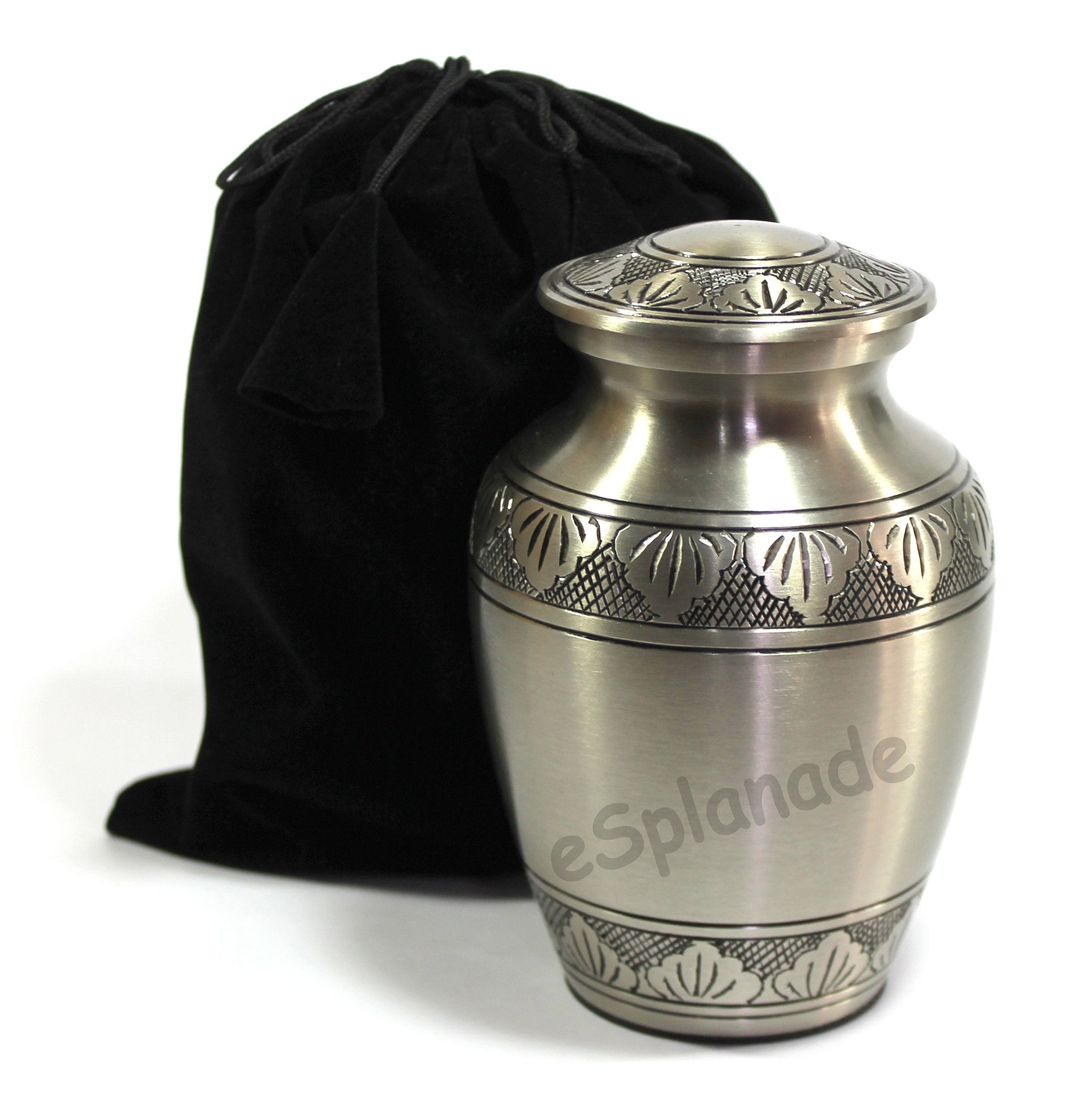 eSplanade Brass Cremation Urn Memorial Jar Pot Container | Medium Size Urn for Funeral Ashes Burial | Engraved Metal Urn | Multicolor- 6" Inches
