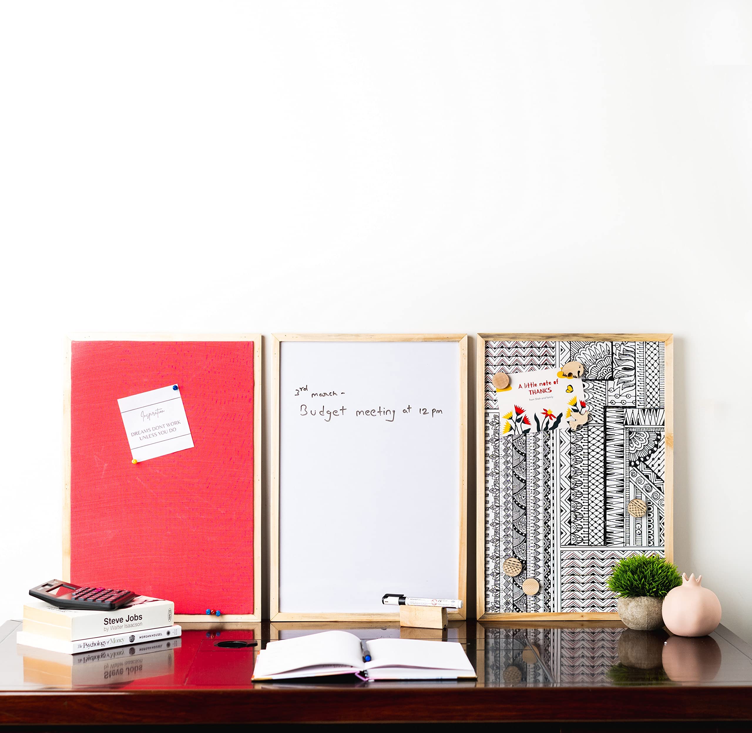 IVEI Combination Board with Magnet Board, Pin Board & Whiteboard- Set of 3- Dark Blue -Innovative Organizer for Kids and Adults with Magnets- To Do Boards - Best Gift for Home, Office, School- (Big) Blue, Pink,Orange