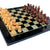 StonKraft Collectiblck e Black Marble & (MOP) Mother of Pearl Chess Board Set + Brass Chess Pieces - Decorative Stone Chess - Home Decor - 15" Inches