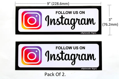 eSplanade Instagram Sign Sticker Decal Instagram (9" x 3") - Set of 2