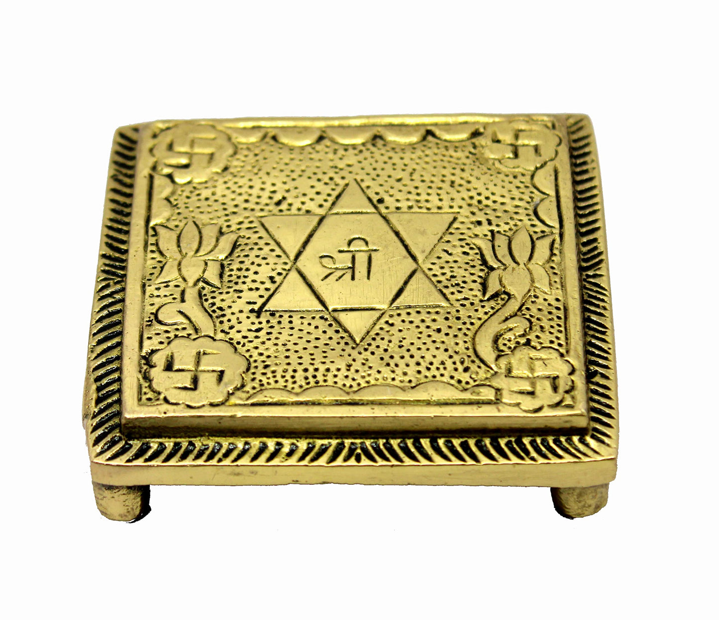 eSplanade Brass Pooja Mandir Chowki God's Stool - Puja Articles - 2.6" Inches (Very Small)