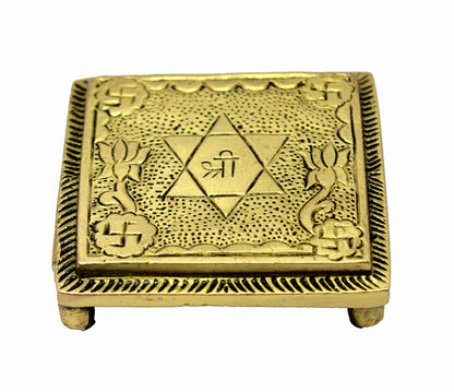 eSplanade Brass Pooja Mandir Chowki God's Stool - Puja Articles - 2.6" Inches (Very Small)