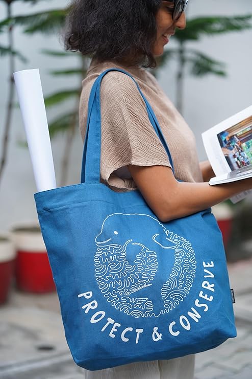 SKAPADORO Canvas Big Zip Handbag Tote,100% Cotton, Inner pocket, Unisex Embroidered Comfortable Bag for Travel Office Beach Shopping, Easy to Wash Trendy Everyday Shoulder Bag