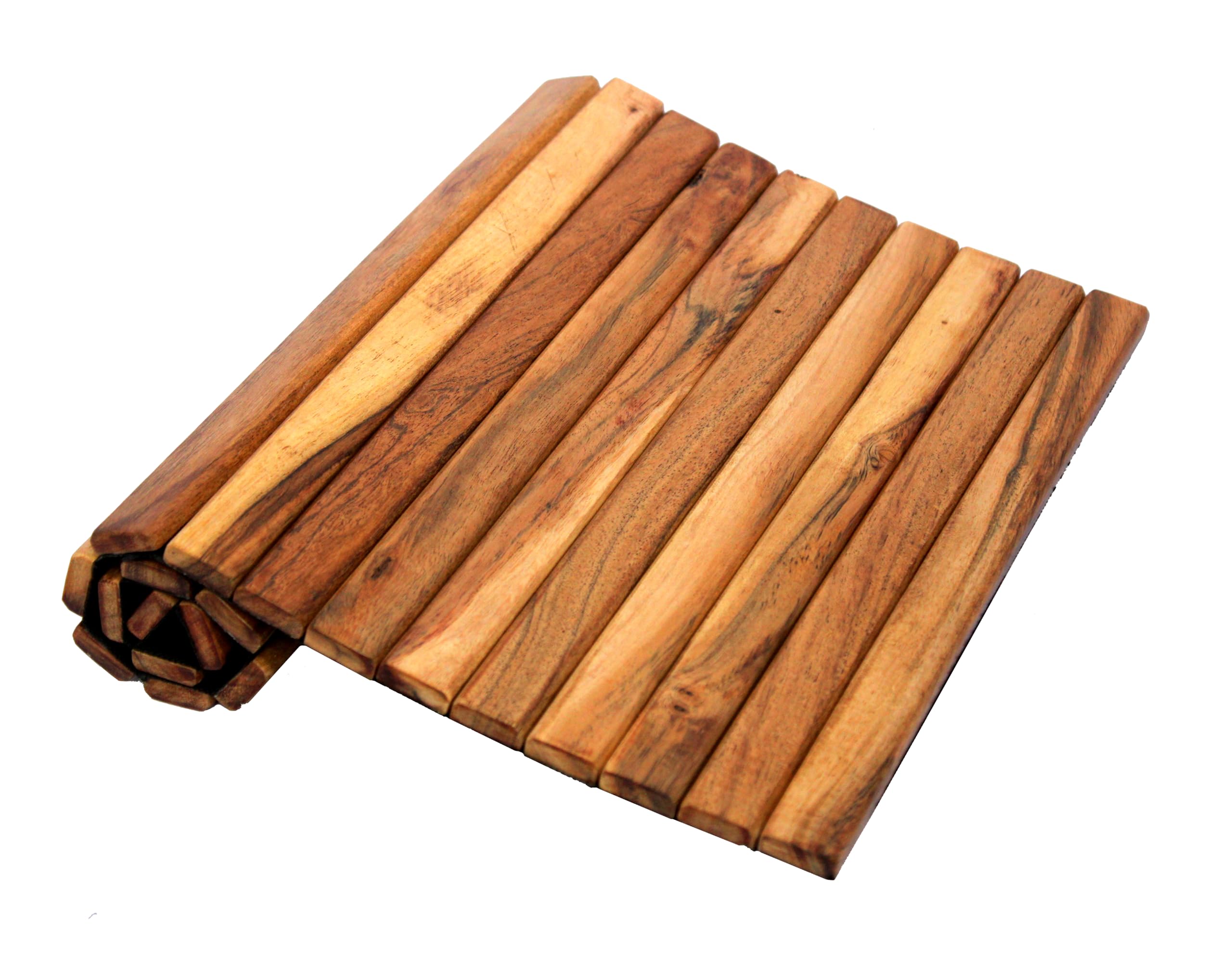 KLEO Sofa Armrest Tray - Handcrafted Acacia Wood Tambour Tray | Flexible & Foldable Dining Table Mat | Water Resistant & Stain Proof | Ideal for Food, Drinks, Snacks, Cup Coaster