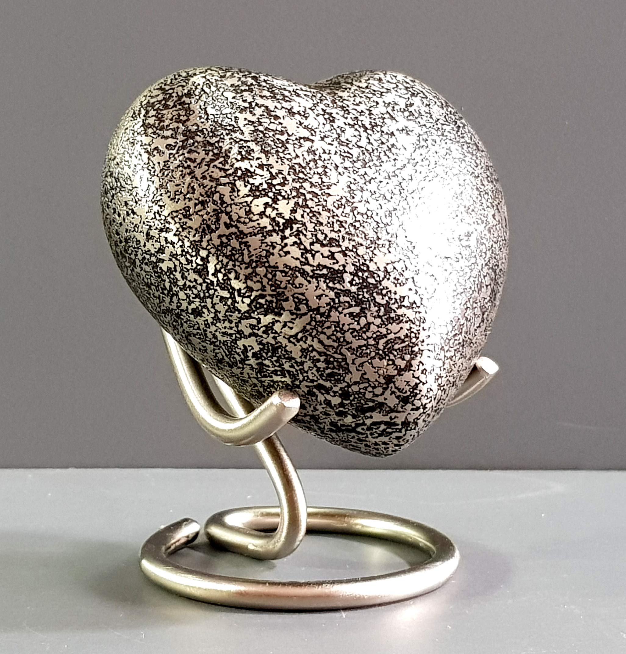 eSplanade Metal Mini Cremation Urn Heart-shaped Keepsake Memorial Jar Pot Container | Small Urn for Funeral Ashes Burial | Wave Textured Metal Keepsake with Stand | Multicolor