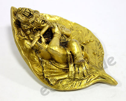 eSplanade - Krishna Kishan Gopal Gopala Morpankh Idol Murti Statue Sculpture | Wall Decor - Brass