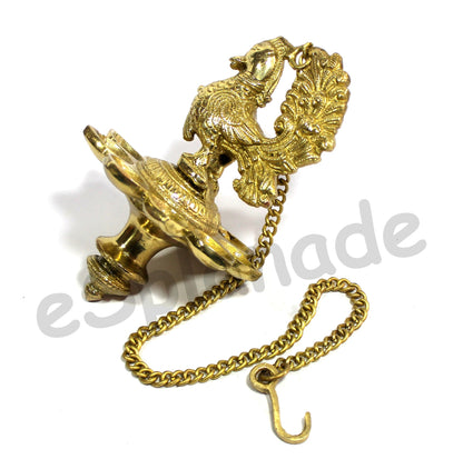 eSplanade - Krishna Wall Hanging Diya with Bells & Chain | Oil Lamp | Home Decor | Diya, Deepak, Deepam - Brass