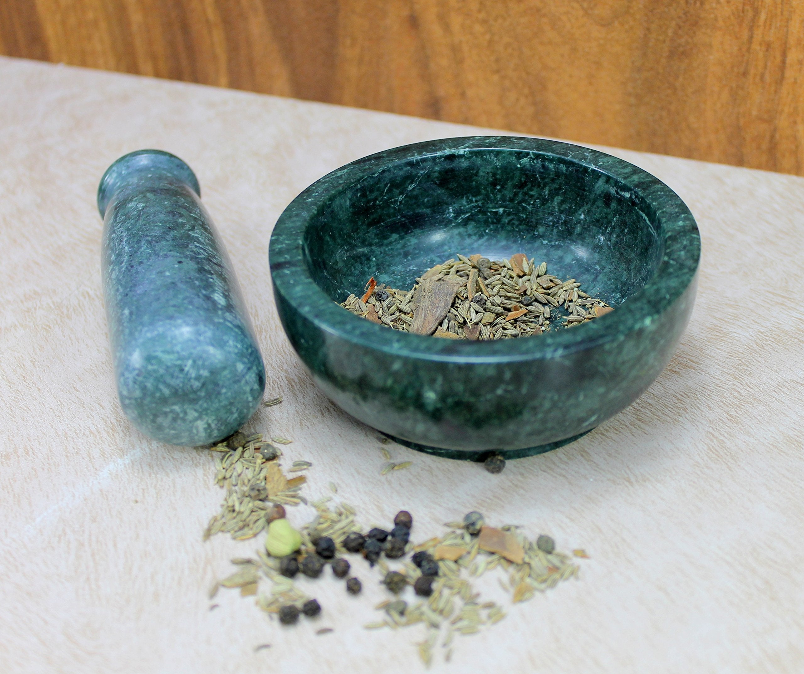 KLEO Natural Stone Mortar and Pestle Set as Spice Grinder, Medicine Masher - Okhli and Musal (All Colours)