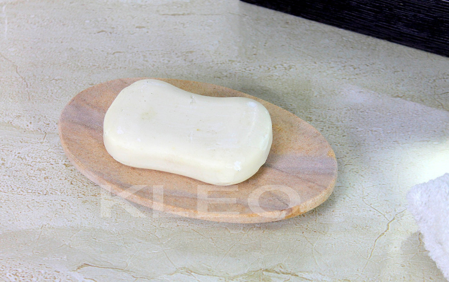 Natural Water Absorbent & Rigged Soap Dish Soap Holder made of Natural Stone - Unique Bath Bathroom Accessories (Vertically Ridged)