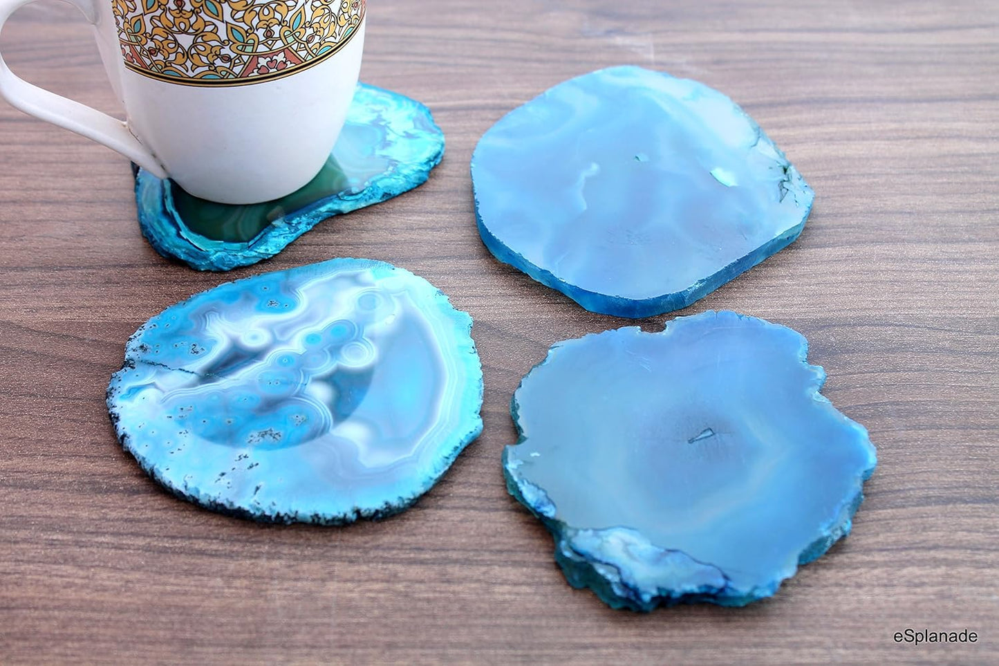 eSplanade Natural Agate Coasters Bar Beer Coffee Tea Coaster - Set of 4 Coasters - Perfect Table Accessories Tableware (Multicolour))