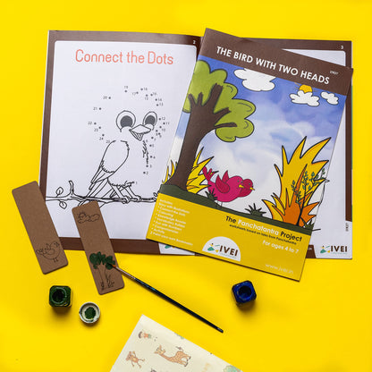 IVEI Panchatantra Story Kids Learning Book - Workbook and 2 DIY Bookmarks - Colouring Activity Worksheets - Creative Fun Activity and Education for Kids - The Bird with Two Heads ( Age 4 to 7 Years )