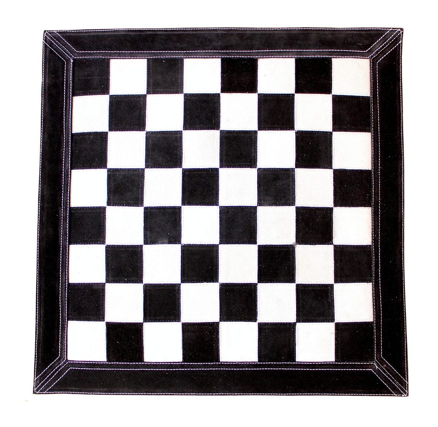 Stonkraft - 19" x 19" - Genuine Suede Leather Chess Board - Black | Roll-up Chess | Tournament Chess