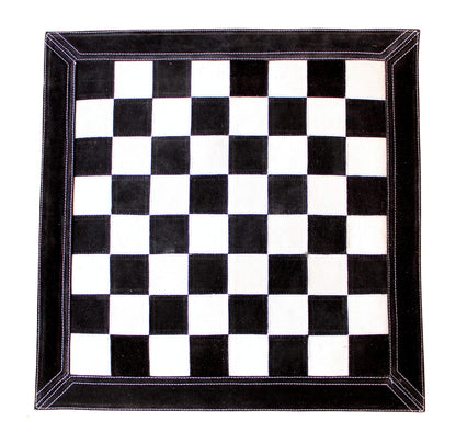 Stonkraft - 19" x 19" - Genuine Suede Leather Chess Board - Black | Roll-up Chess | Tournament Chess