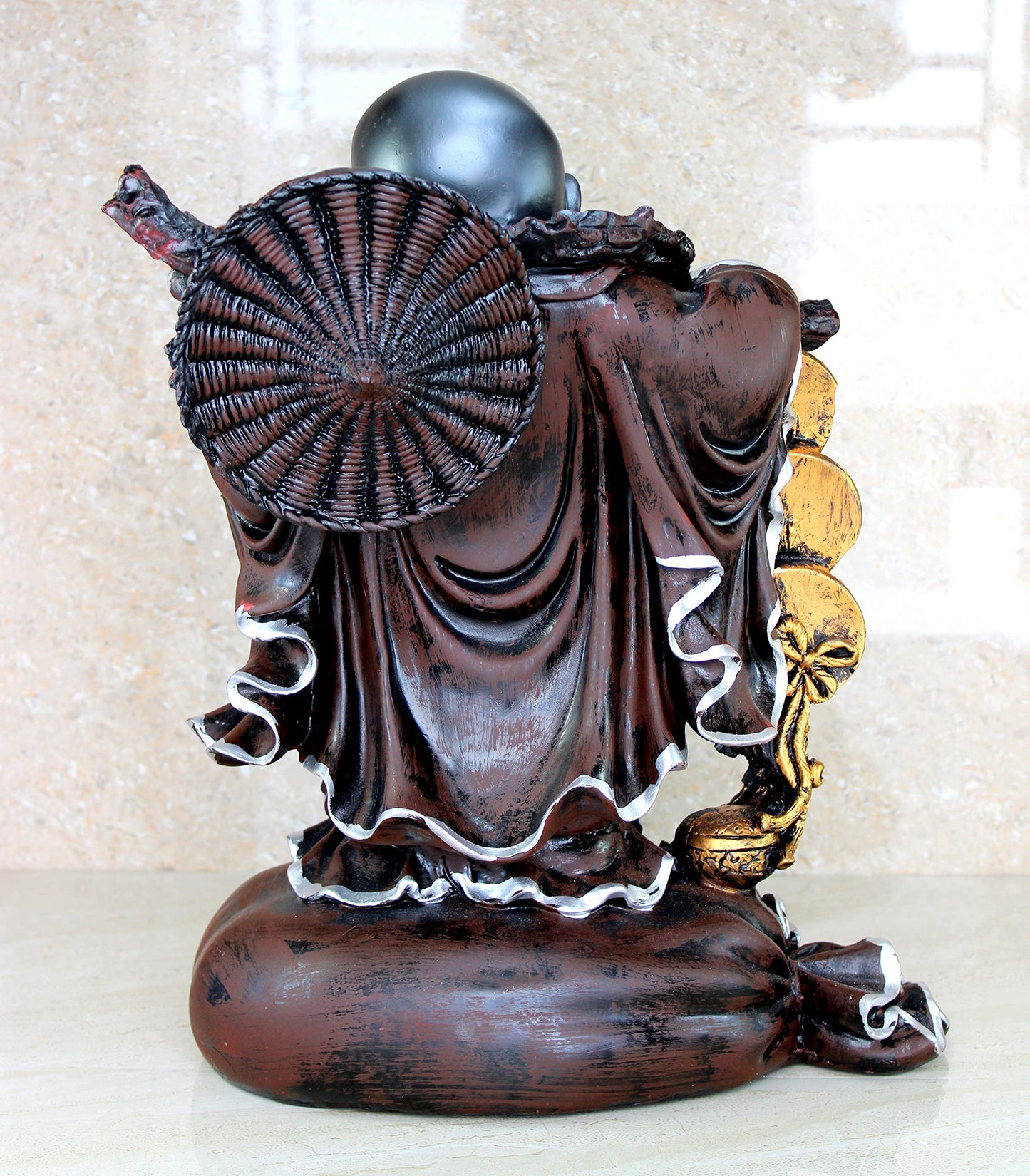 eSplanade Resin Laughing Buddha Statue | Feng Shui Figurine Showpiece for Living Room Home Office Decoration and Gift -16" inches (Big Size) (Black)