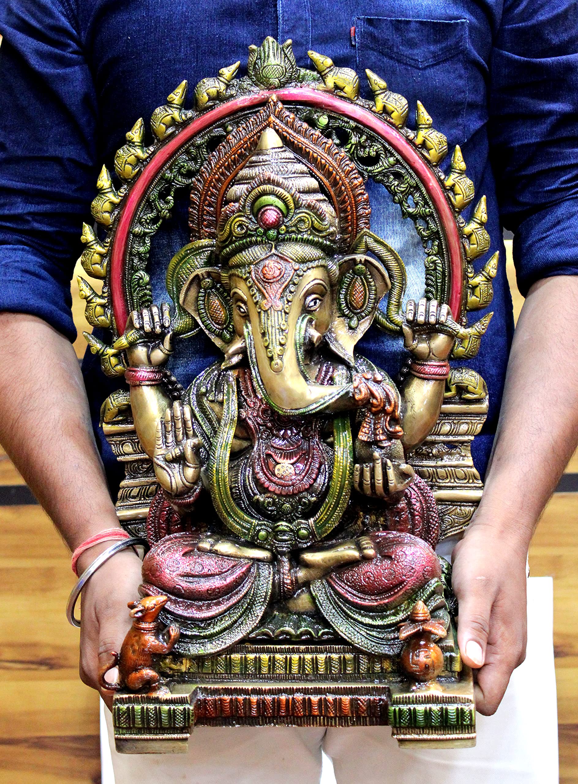 eSplanade Brass Ganesh Ganesha Ganpati Vinayak Showpiece | Murti Idol Statue Sculpture - 19.75" Inches - Big Size