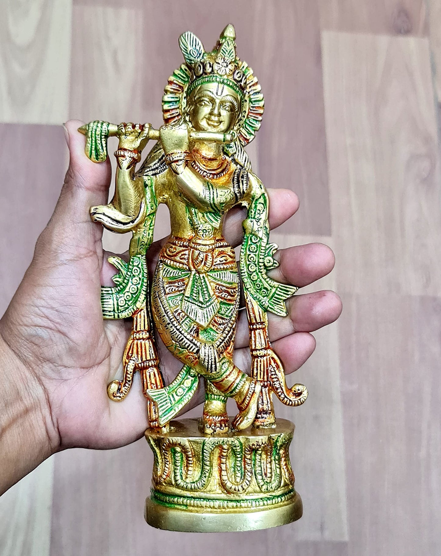 StonKraft Brass Krishna Laddoo Gopal Kanha Makhan Chor Statue Idol Murti Sculpture (Small Size)