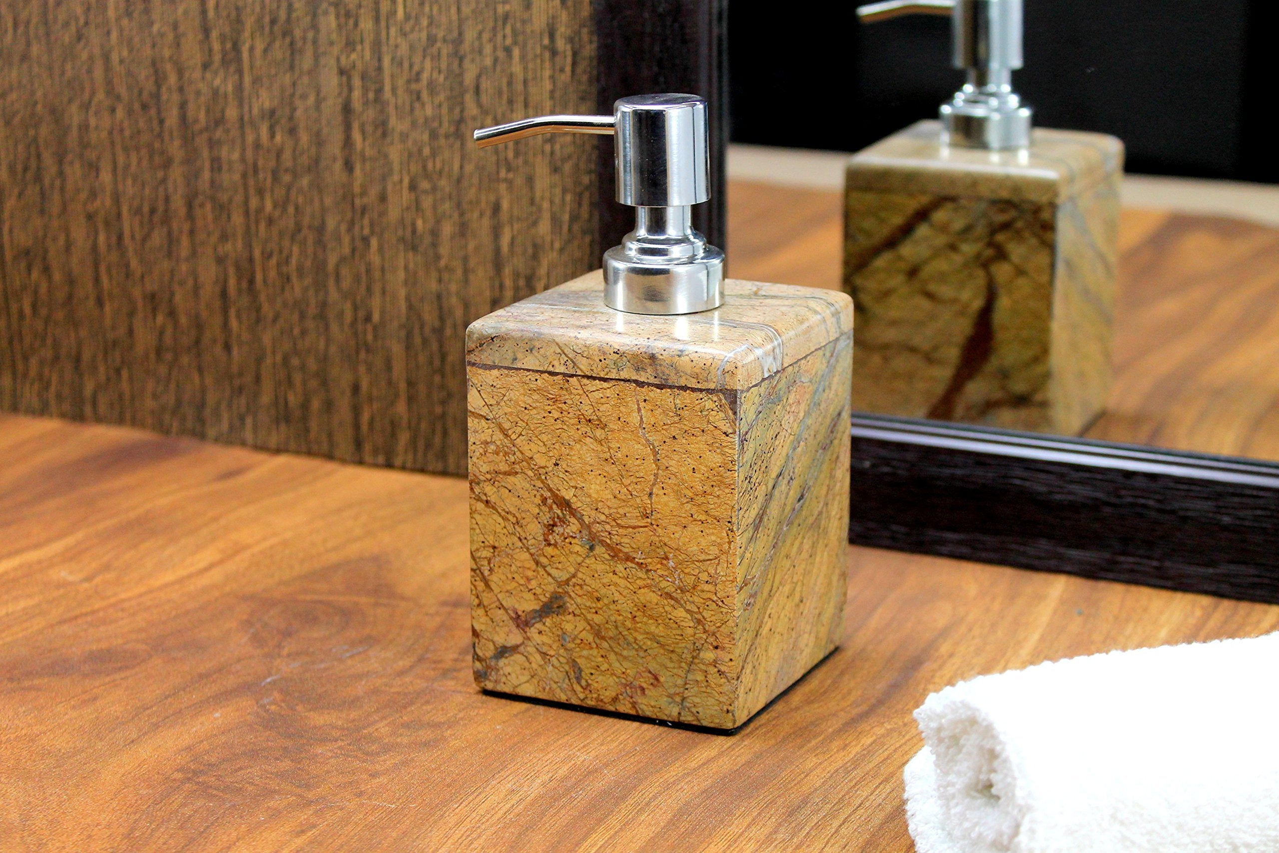 KLEO Soap Dispenser Lotion Dispenser - Made of Natural Stone - Bathroom Accessories Bath Set - Multicolour