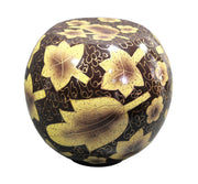 eSplanade Metal Cremation Urn Memorial Jar Pot Container | Full Size Round Shape Urn for Funeral Ashes Burial | Maple Leaves and Flowers Print | Brown - 8" Inches