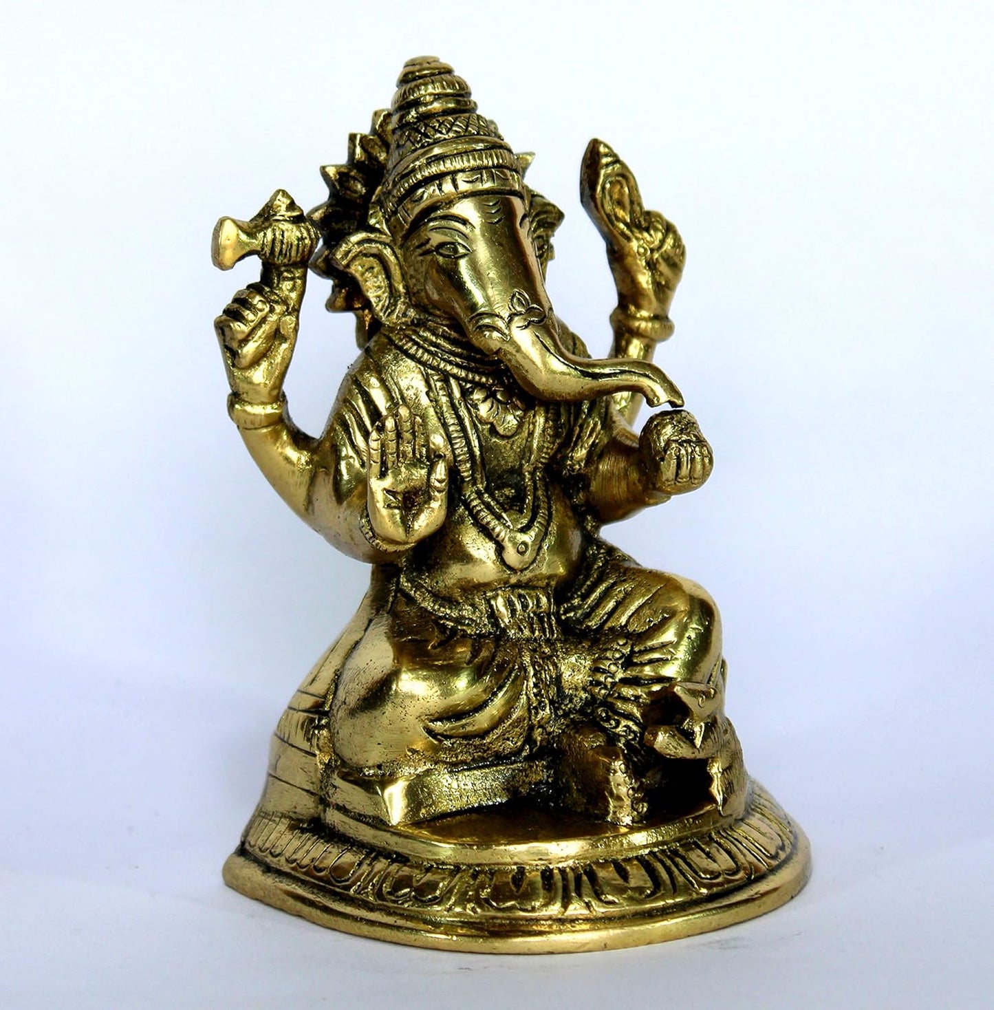 eSplanade 4.5" Ganesha Brass Showpiece | Home Decor | Ganesh Ganesha Ganpati Ganapati Murti Idol (Sitting Ganesha)