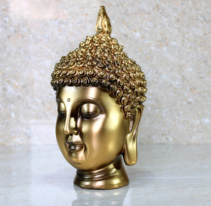 eSplanade Buddha Head Statue for Home Decor | Resin Buddha Face Showpiece for Living Room, Meditation, Office Table Desk, Shelf | Tibetan Buddhist Idol | Zen or Yoga Figurine Gifts | Blue, 12 Inch