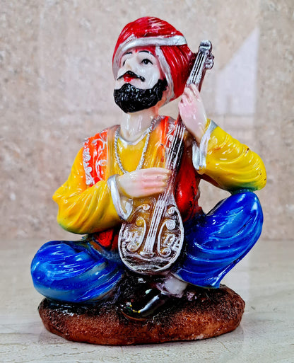 eSplanade Resin Rajasthani Punjabi Musical Folks Showpiece Figurine Sculpture (Set of 6) | Decorative Items - Home Decor | Multicolour - 6.6" Inches