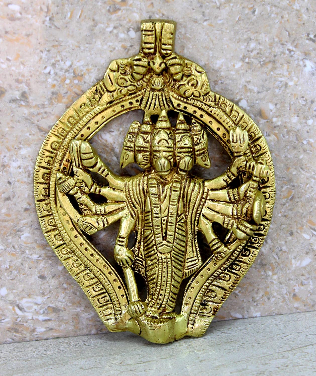 eSplanade Brass Panchmukhi Hanuman Wall Hanging Anjaneya Pavan Putra Bajrangbali Maruti Idol Murti Moorti Statue - 6" Inches