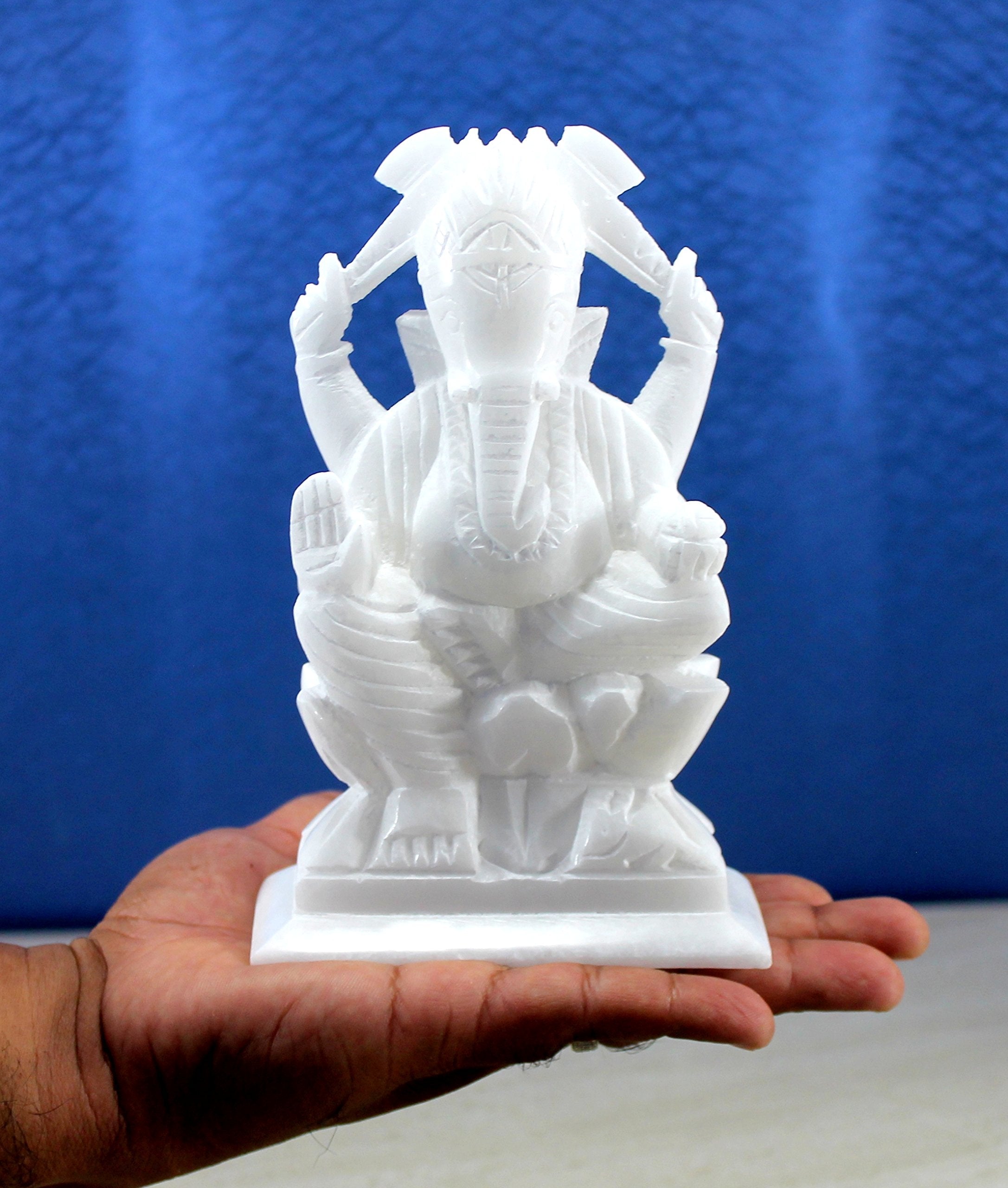 StonKraft Marble Ganesh Ganesha Statue Murti Idol - Left trunk